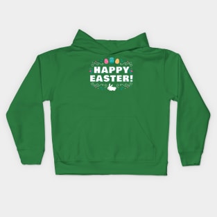 Happy Easter Bunny Eggs and Flowers Apparel Tee Kids Hoodie